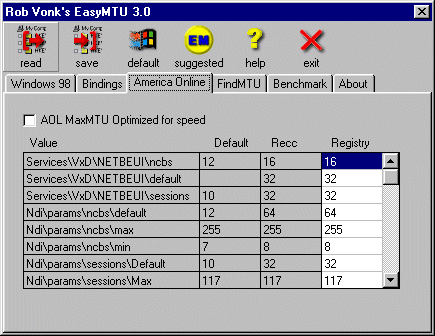 Screenshot of EasyMTU